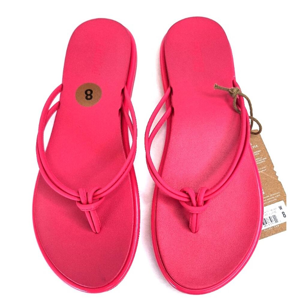 New OLUKAI 'AKA Leather Thong Flip Flop Sandals Women Sz 8 Plumeria Pink